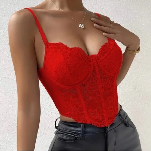 Luxe red corset crop top bralette - Picture 2 of 16